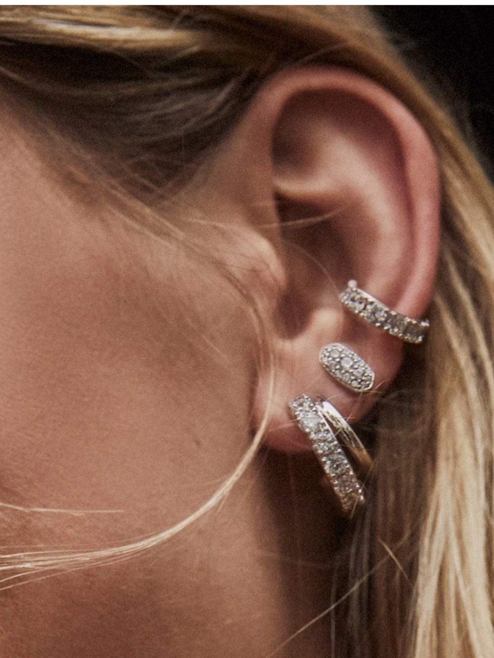 Kendra Scott Grayson Silver Tone Rhodium White Crystal Stud Earrings